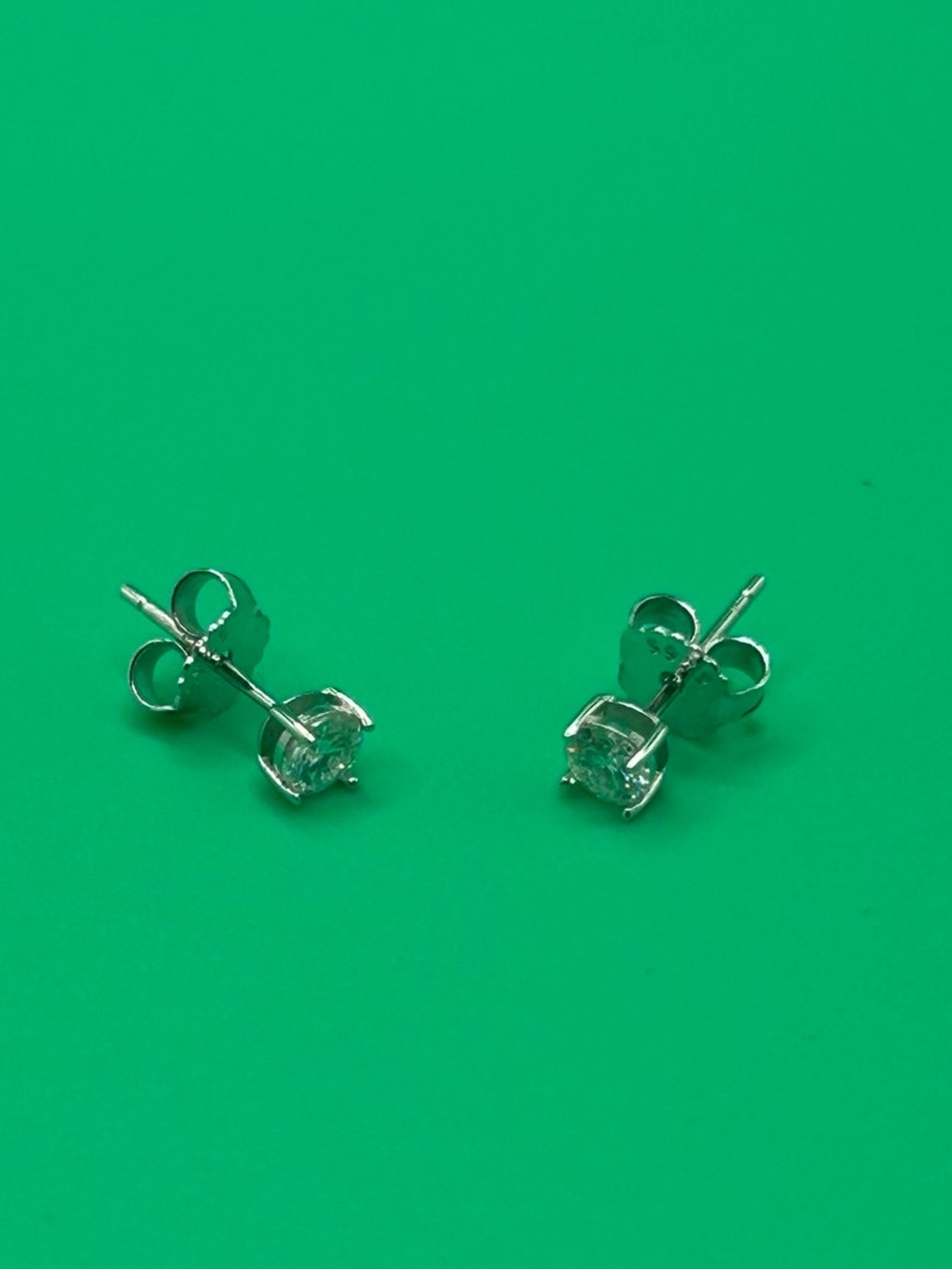 Lab Grown Diamond Silver Stud Earrings GRA Certified Passes Tester Womens 4mm